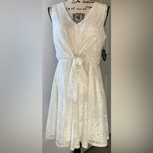 AUW White Lace Midi Dress